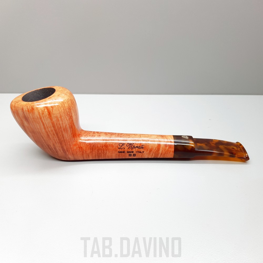 LUIGI VIPRATI PIPE NATURAL SMOOTH TWO QUADRIFOGLI HANDMADE IN ITALY LV16