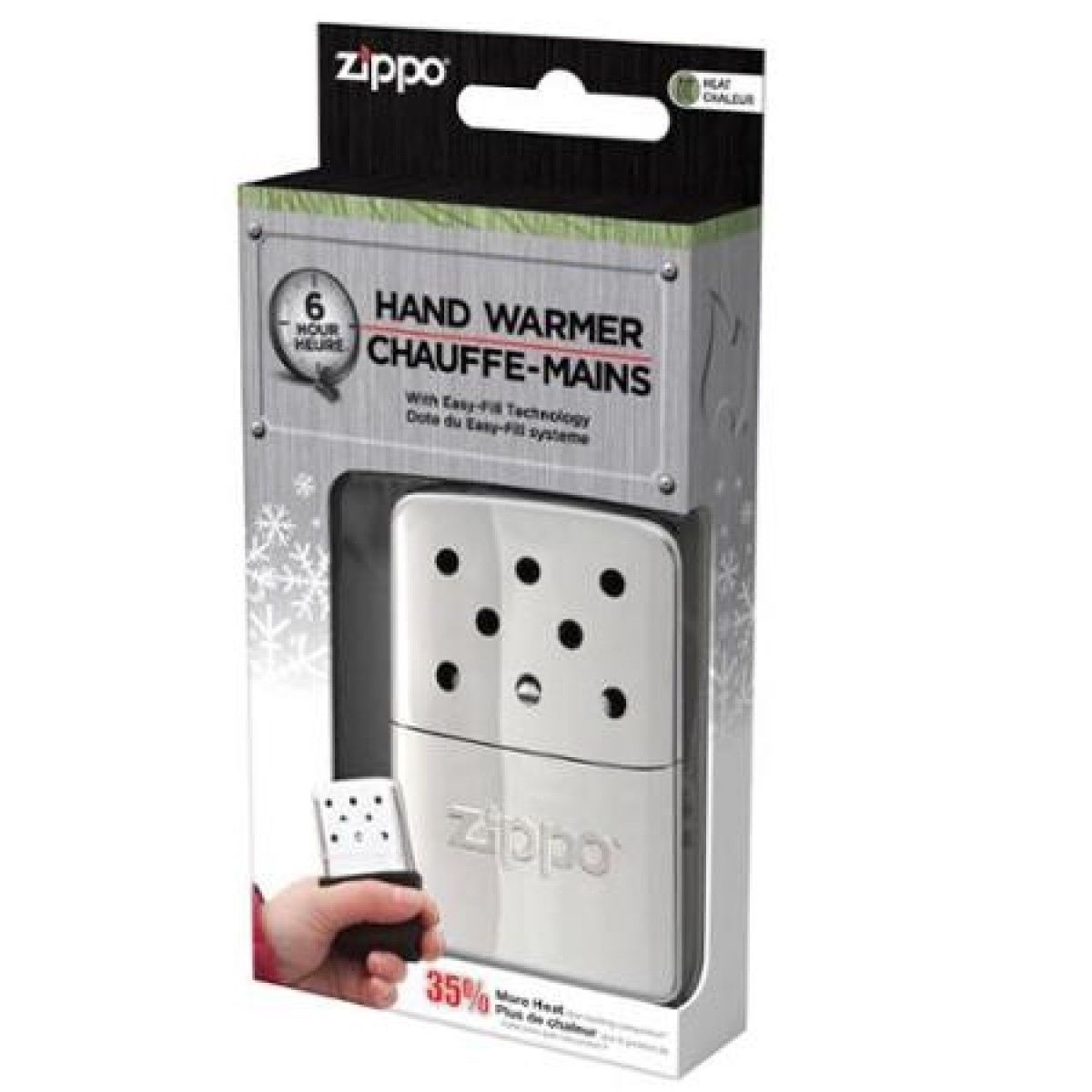 Zippo originale scaldamani, Handwarmer da tasca in metallo, Fino a 6 ore